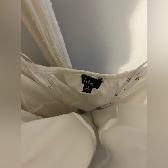 Lulus | All About Bliss White Swiss Dot Tiered Halter Mini Dress - Picture 7 of 7